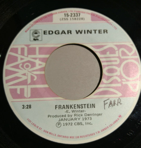 Edgar Winter : Frankenstein / Free Ride (7")