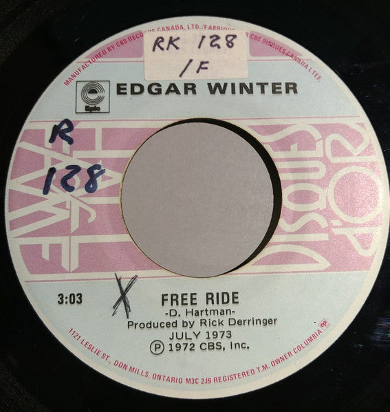 Edgar Winter : Frankenstein / Free Ride (7")