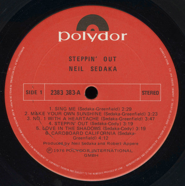 Neil Sedaka : Steppin' Out (LP, Album)