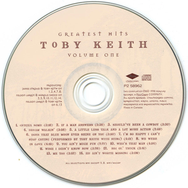 Toby Keith : Greatest Hits Volume One (CD, Comp, Club)