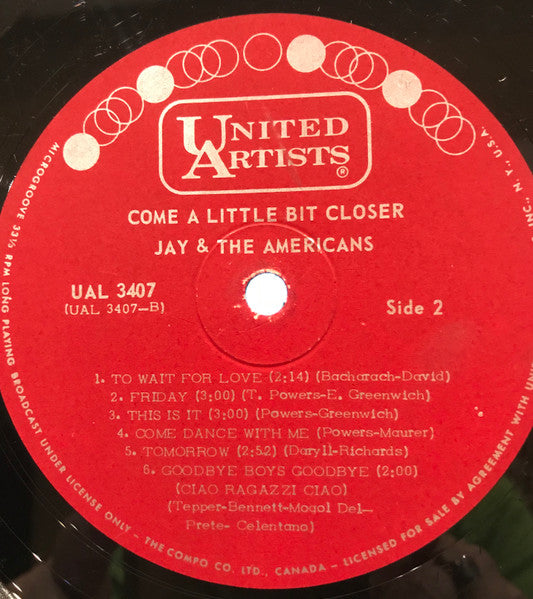 Jay & The Americans : Come A Little Bit Closer (LP, Mono)