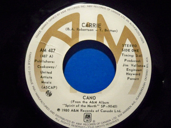 Cano : Carrie / Spirit Of The North (7", Single)