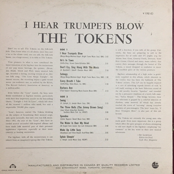 The Tokens : I Hear Trumpets Blow (LP, Album)