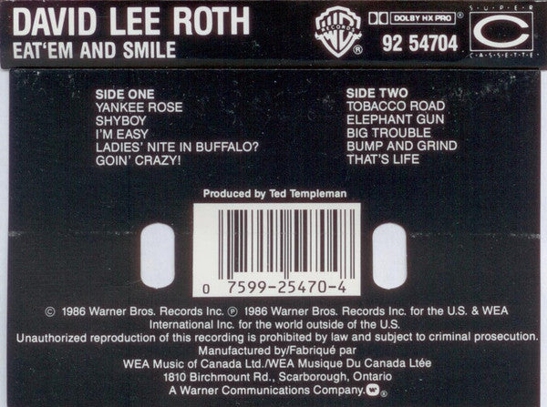 David Lee Roth : Eat 'Em And Smile (Cass, Album, Dol)