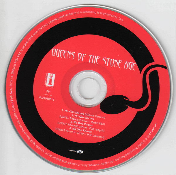 Queens Of The Stone Age : No One Knows (CD, Maxi, Enh)