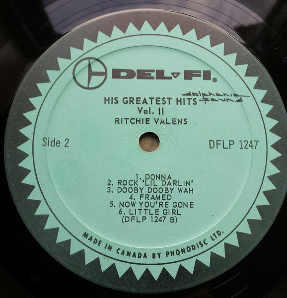 Ritchie Valens : His Greatest Hits Vol #2 Featuring La Bamba!  (LP, Comp, Mon)