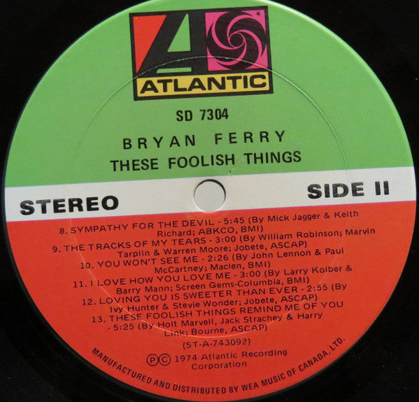 Bryan Ferry : These Foolish Things (LP, Album)