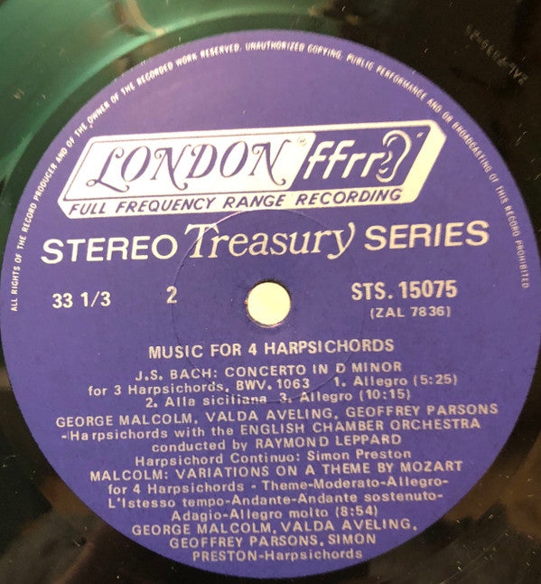 C.P.E. Bach*, J.S. Bach*, English Chamber Orchestra, Leppard* : Music For 4 Harpsichords (LP, Album, RE, RP)
