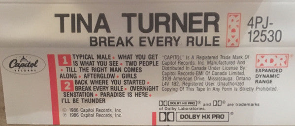 Tina Turner : Break Every Rule (Cass, Album, XDR)