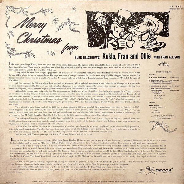 Kukla, Fran And Ollie : Merry Christmas From Kukla, Fran And Ollie / Many Moons (LP)