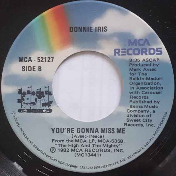 Donnie Iris : Tough World / You're Gonna Miss Me (7", Single)