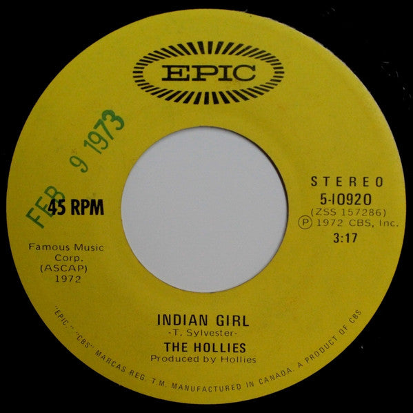 The Hollies : Long Dark Road / Indian Girl (7", Single)