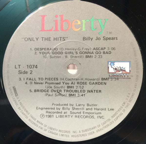 Billie Jo Spears : Only The Hits (LP)
