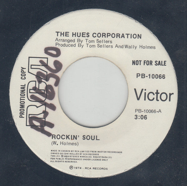 The Hues Corporation : Rockin' Soul (7", Promo)