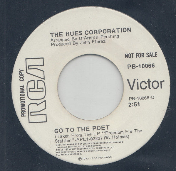 The Hues Corporation : Rockin' Soul (7", Promo)