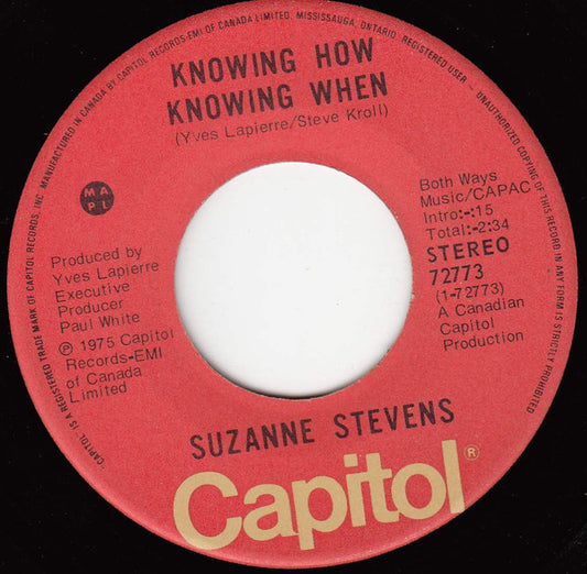 Suzanne Stevens : Knowing How Knowing When (7", Single)
