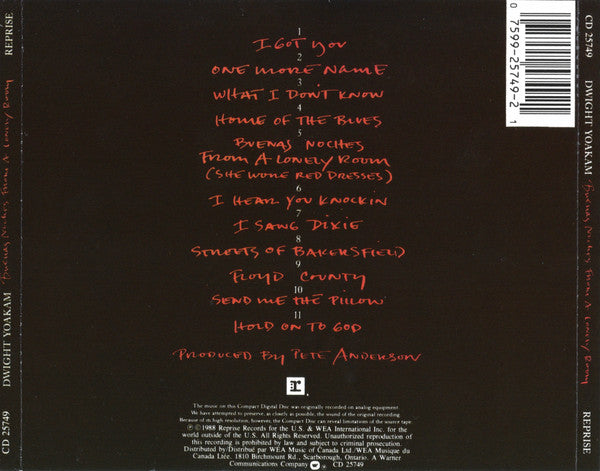 Dwight Yoakam : Buenas Noches From A Lonely Room (CD, Album)