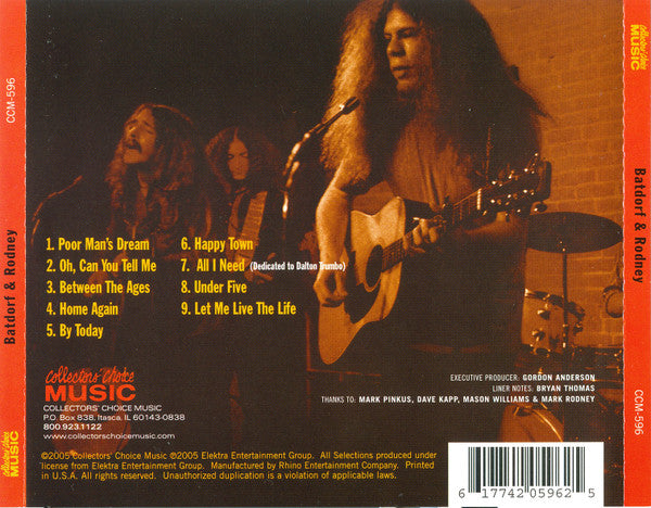 Batdorf & Rodney : Batdorf & Rodney (CD, Album, RE)