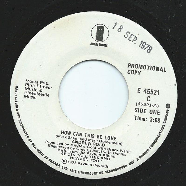 Andrew Gold : How Can This Be Love (7", Single, Promo)
