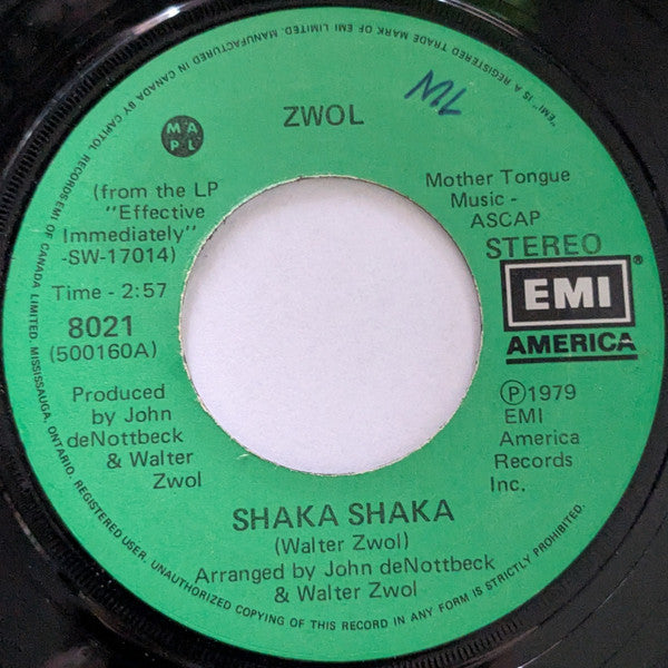 Walter Zwol : Shaka Shaka / It's A Wonder (7", Single)