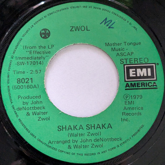 Walter Zwol : Shaka Shaka / It's A Wonder (7", Single)