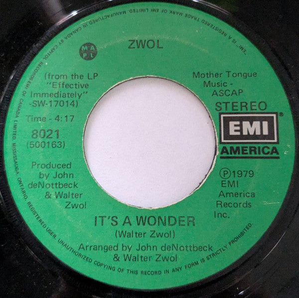 Walter Zwol : Shaka Shaka / It's A Wonder (7", Single)