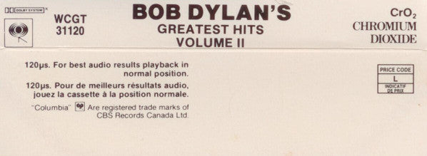 Bob Dylan : Bob Dylan's Greatest Hits Volume II (Cass, Comp, RE, CrO)