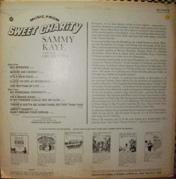 Sammy Kaye And His Orchestra : Music From Sweet Charity (LP, Album)