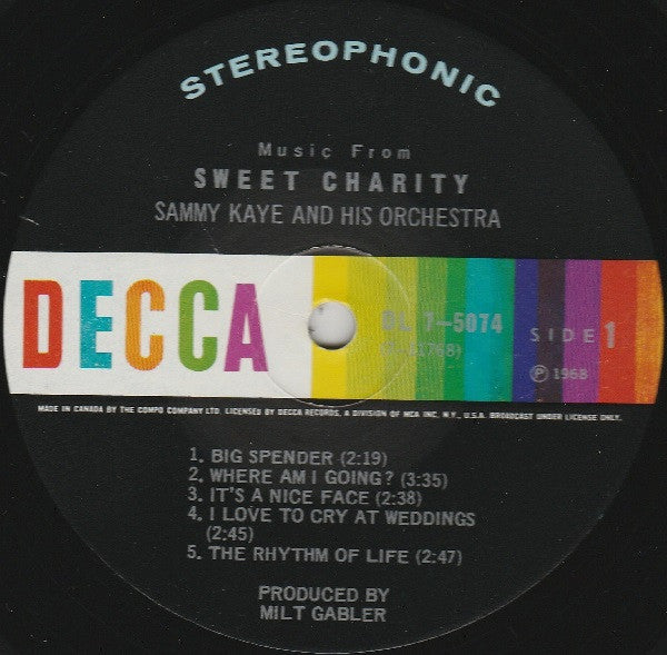 Sammy Kaye And His Orchestra : Music From Sweet Charity (LP, Album)