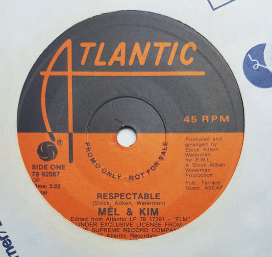 Mel & Kim : Respectable (7", Single, Promo)