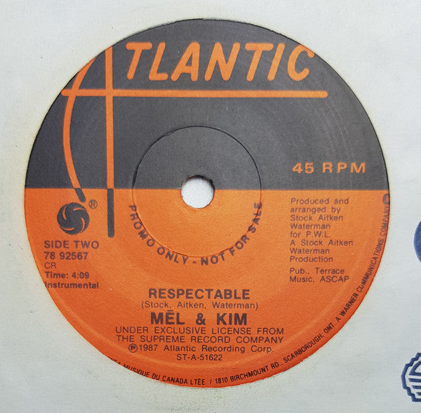 Mel & Kim : Respectable (7", Single, Promo)