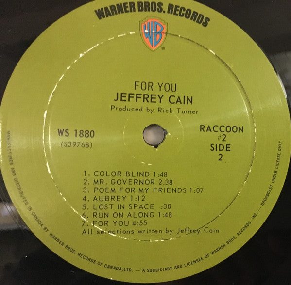 Jeffrey Cain (2) : For You (LP, Album)