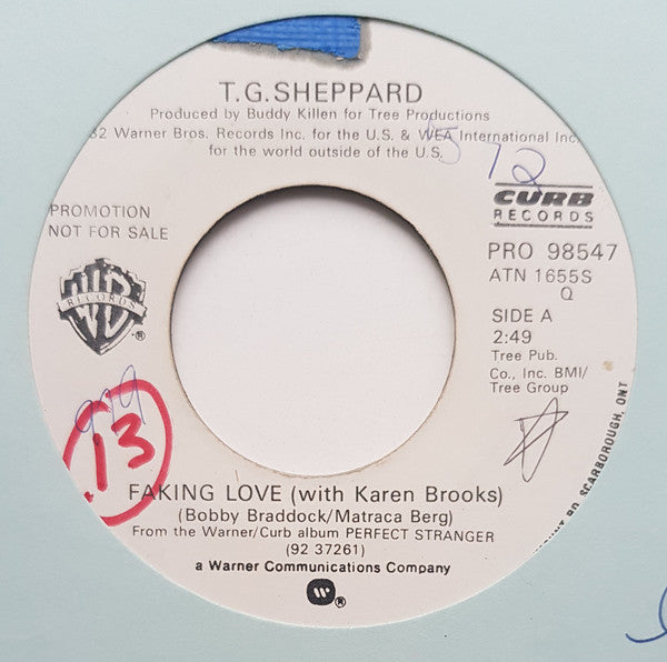 T.G. Sheppard & Karen Brooks : Faking Love (7", Single, Promo)