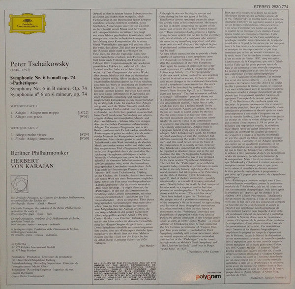 Peter I. Tschaikowsky*, Berliner Philharmoniker, Herbert Von Karajan : Symphonie Nr. 6 "Pathétique" (LP)