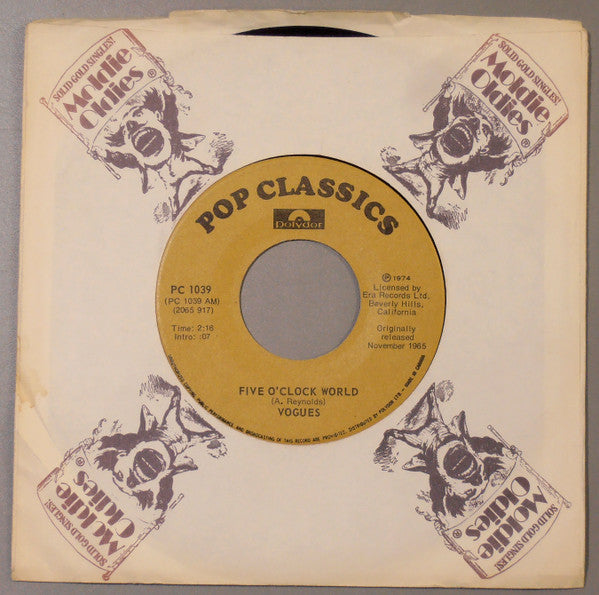 The Vogues : Five O'Clock World / The Land Of Milk And Honey (7", Single)