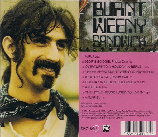 Frank Zappa / The Mothers : Burnt Weeny Sandwich (CD, Album, Club, RE, RM)