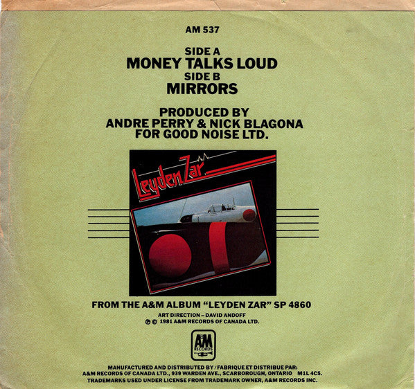 Leyden Zar : Money Talks Loud (7", Single)