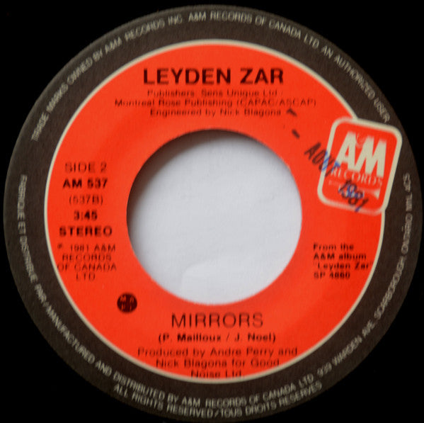 Leyden Zar : Money Talks Loud (7", Single)