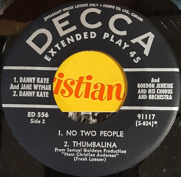 Danny Kaye (2) And Gordon Jenkins and his Orchestra and Chorus ,And Jane Wyman : Danny Kaye Sings Selections From The Samuel Goldwyn Technicolor Production Hans Christian Andersen (2x7", EP)