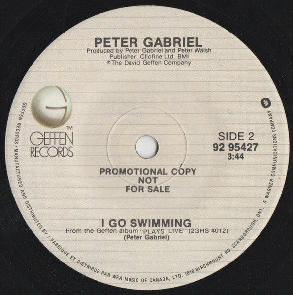 Peter Gabriel : Solsbury Hill / I Go Swimming (Live) (7", Promo, Sol)