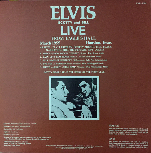 Elvis Presley, Scotty Moore And Bill Black (2) : The First Year (LP, Album)