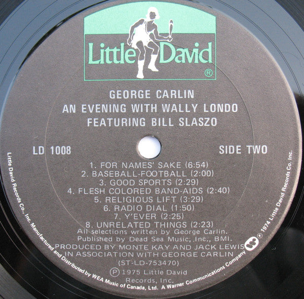 George Carlin : An Evening With Wally Londo Featuring Bill Slaszo (LP, Album, RE)