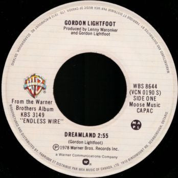 Gordon Lightfoot : Dreamland / Songs The Minstrel Sang (7", Single)