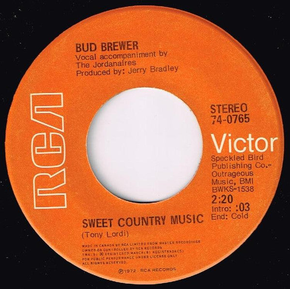 Bud Brewer : Sweet Country Music / White Line Fever (7", Single)