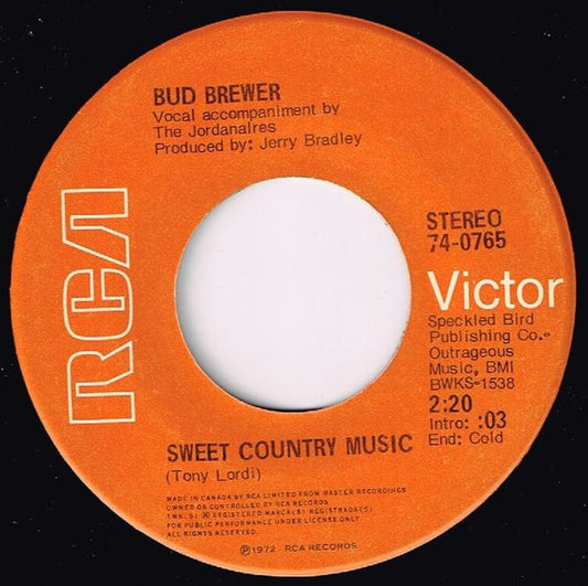 Bud Brewer : Sweet Country Music / White Line Fever (7", Single)