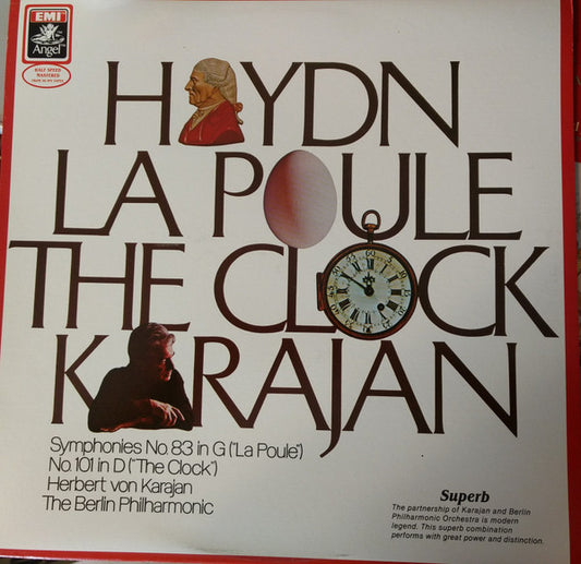 Joseph Haydn, Herbert von Karajan, Berliner Philharmoniker : Symphonies No. 83 In G ("La Poule") / No. 101 In D ("The Clock") (LP, RE)