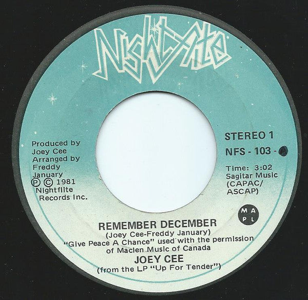 Joey Cee (2) : Remember December (7", Single)