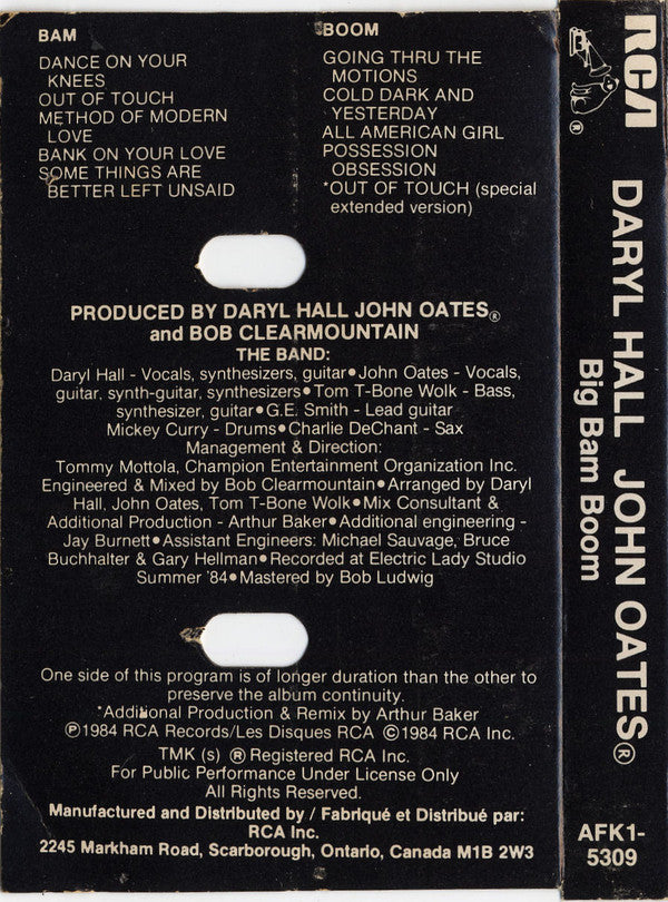 Daryl Hall & John Oates : Big Bam Boom (Cass, Album, Dol)