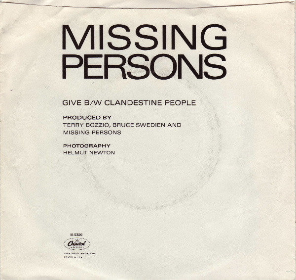 Missing Persons : Give (7", Single)