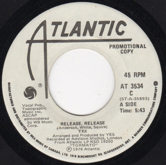 Yes : Release, Release (7", Promo)